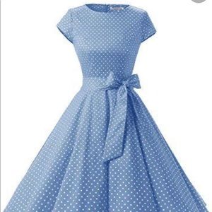 Dressystar blue & white polka dot dress